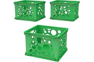 Storex Mini Crate, 9 X 7.75 X 6 Inches, School Green, Case of 3 (61493U03C)