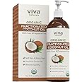 Viva Naturals Organic Fractionated Coconut Oil - Skin & Hair Moisturizer, Relaxing Massage and Body Oil, Carrier Oil for Esse