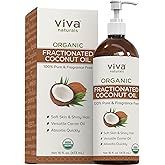 Viva Naturals Organic Fractionated Coconut Oil - Skin & Hair Moisturizer, Relaxing Massage and Body Oil, Carrier Oil for Esse