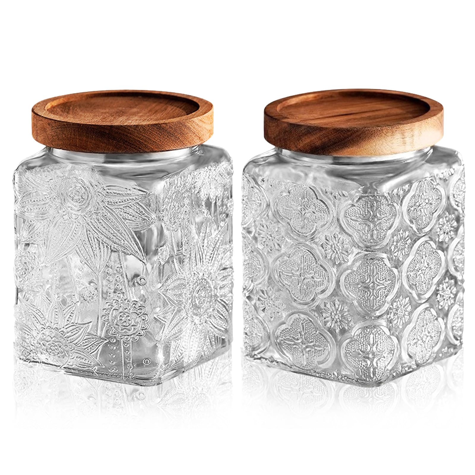 kiss me Vintage Glass Jars with Lid, 700ml/24oz Airtight Colored Mason Jar Biscuit Tin Cookie Tea Coffee Sugar Canisters Candy Jar for Kitchen Counter, Pantry (2 pack-800ml)