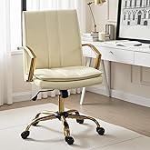 The support you need Modern PU Leather Rocking Office Chair Executive Swivel & Rocking Desk Chair with Gold Metal Armrests Ad