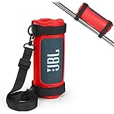 OCXLLEATLY Silicone Case Sleeve Compatible with JBL Flip 7 Portable Speaker, Soft Skin Cover with Shoulder Strap and Bike Strap (Red)