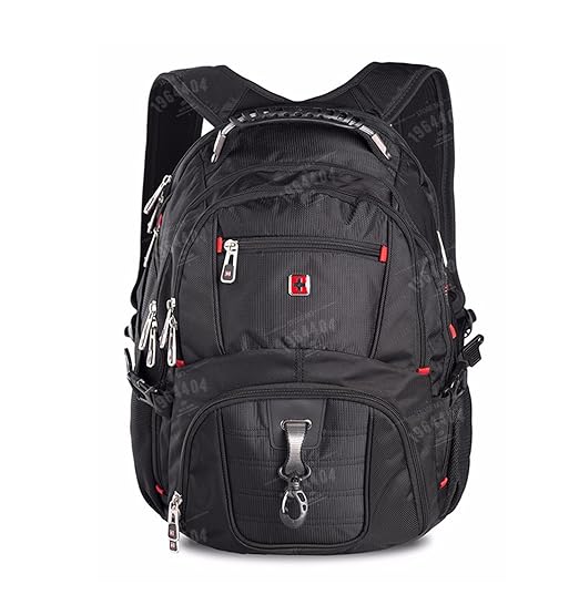 DI GRAZIA 17-inch Swiss Gear Army Type Travel Laptop Backpack with Extended Headphones Port(Black-Oxford-17-Music-Backpack)