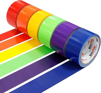 WELSTIK 6 Colored Duct Tapes 50MM x 9.14M Waterproof Tear by Hand