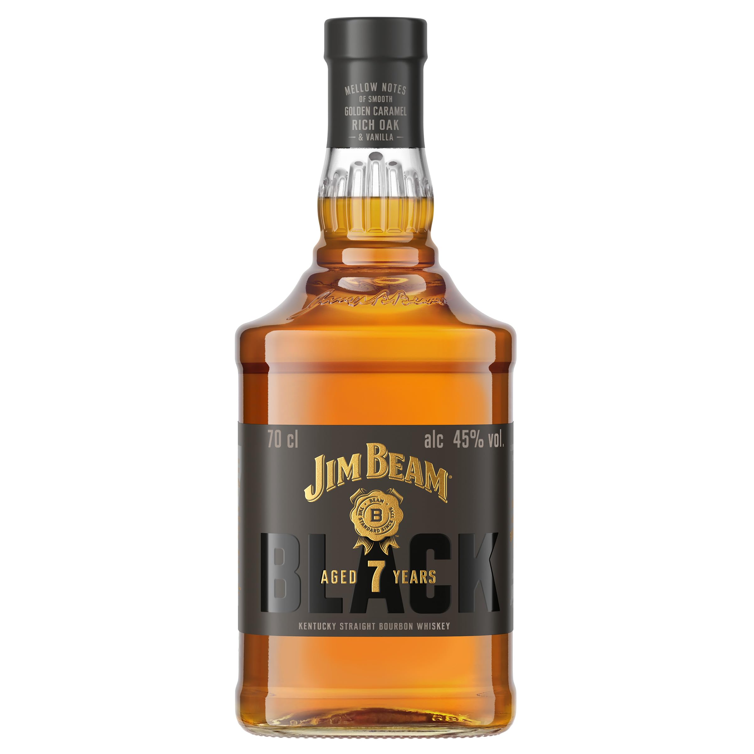 Jim Beam Black, 7 Jahre gereift, Kentucky Straight Bourbon Whiskey, Karamell, Vanille und warme Eichenaromen, 45 Prozent Vol, 700ml