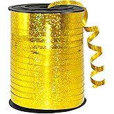 WUYUEJXI Gold Curling Ribbon, 500 Yard Shiny Metallic Gold Balloon String, 1/5"" Ribbon Curling for Gift Wrapping, Balloon Ribbon, Birthday, Party, Festival, Florist Flowers Decoratio, Art Craft