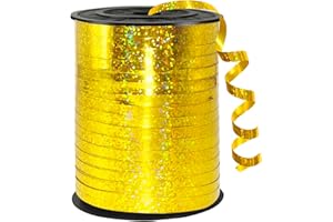 WUYUEJXI Gold Curling Ribbon, 500 Yard Shiny Metallic Gold Balloon String, 1/5" Ribbon Curling for Present Wrapping, Balloon Ribbon, Birthday, Party, Festival, Florist Flowers Decoratio, Art Craft