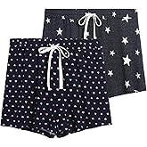 Korelayer 2 Pack Pajama Shorts for Women Cotton Sleep Shorts Casual Lounge Pants Drawstring Pj Bottoms