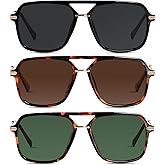 ANDWOOD Retro Square Sunglasses for Women Men Polarized Trendy Aviator 90s Pilot Shades