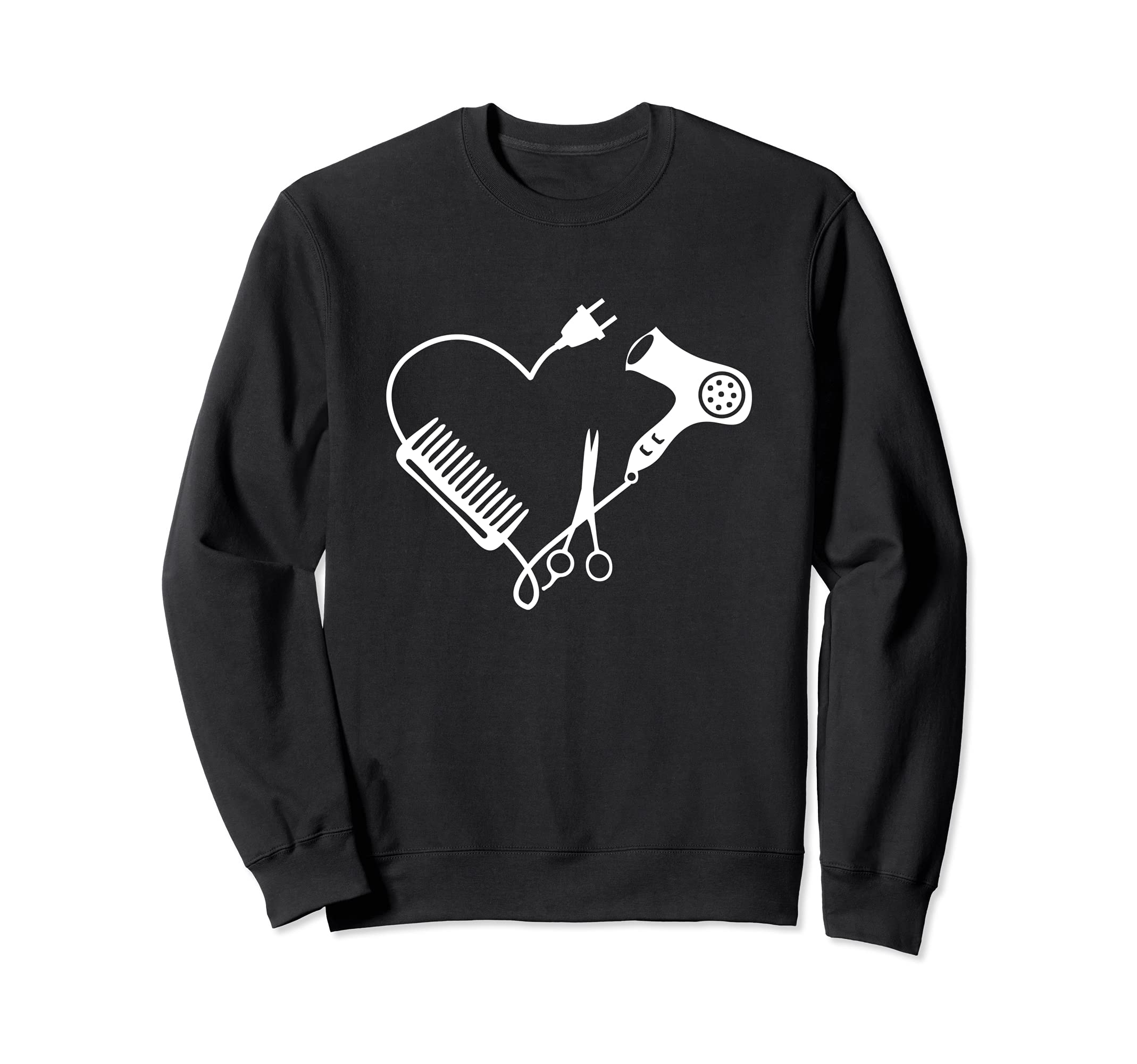 Hairdresser Heart Hair Dryer Comb Scissors Sweatshirt
