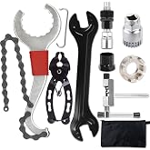 Bike Tool Kit,8 Professional Bicycle Repair Tools for Mountain Bike with 3-in-1 Cassette Remover Wrench Crank Puller Extractor Bottom Bracket Freewheel Remover Link Pliers Chain Breaker (8Pcs-Black)