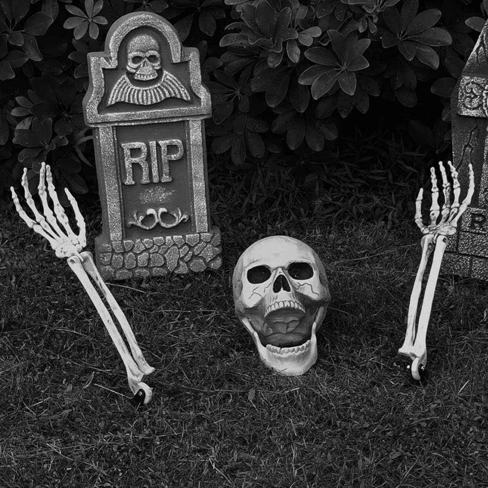 yosager Realistic Skull and Skeleton Arms Stakes, Indoor Outdoor Graveyard Best Halloween Yard Decorations: Garden & Outdoor