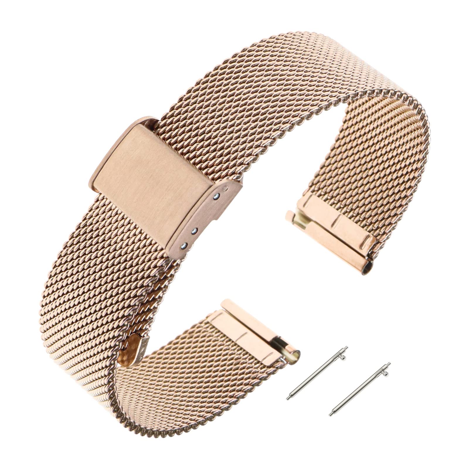 Watch Strap Replacement Compatible with Garmin Vivoactive 4S / Vivomove 3S / Venu 2S Adjustable Watch Band Metal Wrist Strap 135mm-210mm Rose Gold