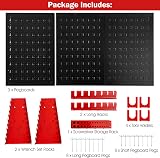 TANGZON Pegboard Wall Organizer Kit 3 Pegboards Black Red Hardware Rack view 5