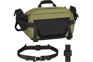 CamGo Concealed Carry Shoulder Bag with Modular Design Molle Crossbody EDC Pack Military Utility Sling Backpack for Outdoor Hiking Fishing Cycling Hunting (#01-Green)