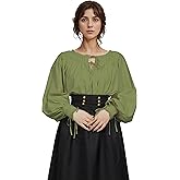 miccostumes Women's Medieval Shirt Renaissance Long Sleeve Retro Square Neck Style Top