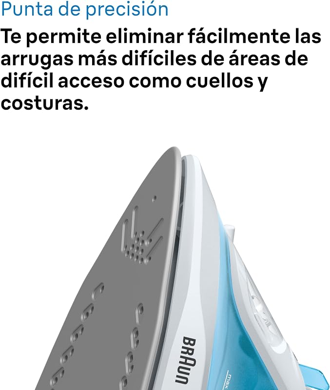 Ferro a vapor TexStyle 1 SI1029BL com sola antiaderente, Steam Shot 120g/min, Sistema Descalcificador, Pulverizador, Aquecimento Rápido (35s), Modo Eco, 220ml, 1900W, Azul Claro