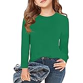 Haloumoning Girls Long Sleeve T Shirts Kids Fall Tops Crewneck Basic Tees 5-14Y