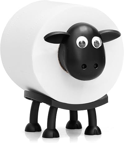 VELENTI Sheep Toilet Roll Holder - Free Standing 3D Printed Black Sheep