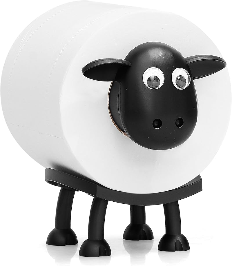 VELENTI Sheep Toilet Roll Holder - Free Standing 3D Printed Black Sheep