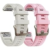 PCAVO 20MM Watch Band for Garmin fenix 5s 6s 7s pro solar Quick fit with light gold buckle soft silicone 20 bands Replacement for garmin epix pro gen 2 42mm Descent Mk2s/3/3i for women