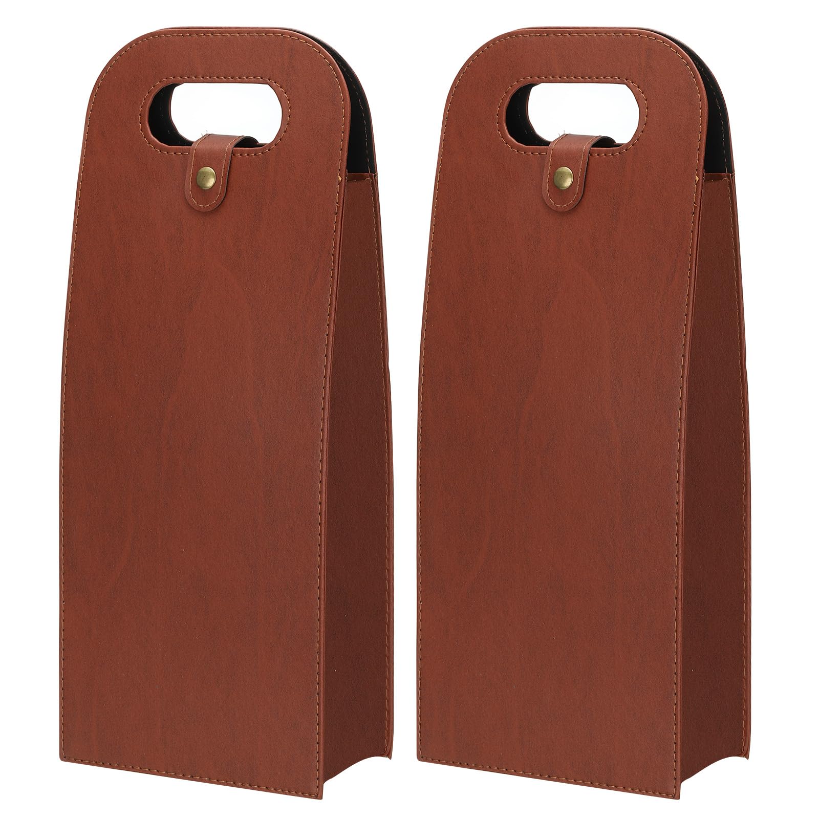 PATIKIL 2 Bottle Wine Gift Bag, 2 Pack Wine Bag Reusable Leather Wine Tote Carrier for Wine Bottles Portable Champagne Gift Bags for Picnic Party Wedding, Coffee
