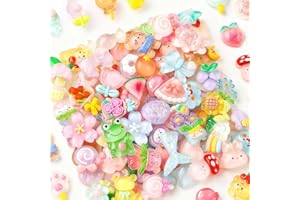 60PCS Mixed Slime Charms Set - Flat-Back Resin Decorations, Multi-Design Craft Charms for Phone Cases, Nail Art Books, and Tu