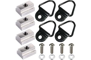 YITOKING 4 Kits Bed Rail Accessories fit for Toyota Tacoma Bed Cleats Tie Down Anchors Rings T Slot Nuts for Tundra Deck Rail Pick up Cargo Bolt on V Ring Truck Trailers Hook Bike Mount Washers and W/Screws