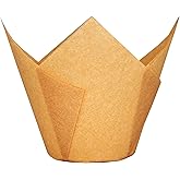 QLSmypkg Extra Large Jumbo Muffin Greaseproof paper Baking cupcake cups, 2-1/4" x 3-3/4" Natural Tulip Baking Cup Case of 125 pcs (Extra Large) (125)