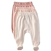 Butterblu Unisex-Baby Fallon 3-Pack Footed Pants 100% Organic Cotton Bottoms for Baby Boys & Girls