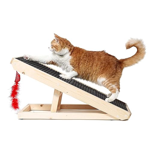 Alpha Paw Natural Wood Cat Scratching Post Ramp Cat Incline