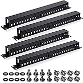 Leinuosen 4 Pcak 1u 19'' Cable Manager 24 Slot Horizontal Rack Mount | Wire Management Server Rack Cable Management Metal Finger Duct Wire Organizer with Cover, Mounting Screws for Network Cabinet
