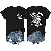 Weripoah Book Shirts for Women Reading Teacher Shirt Bookworm Lovers T-Shirt Funny Bookish Gifts Readers Librarian Tees Tops