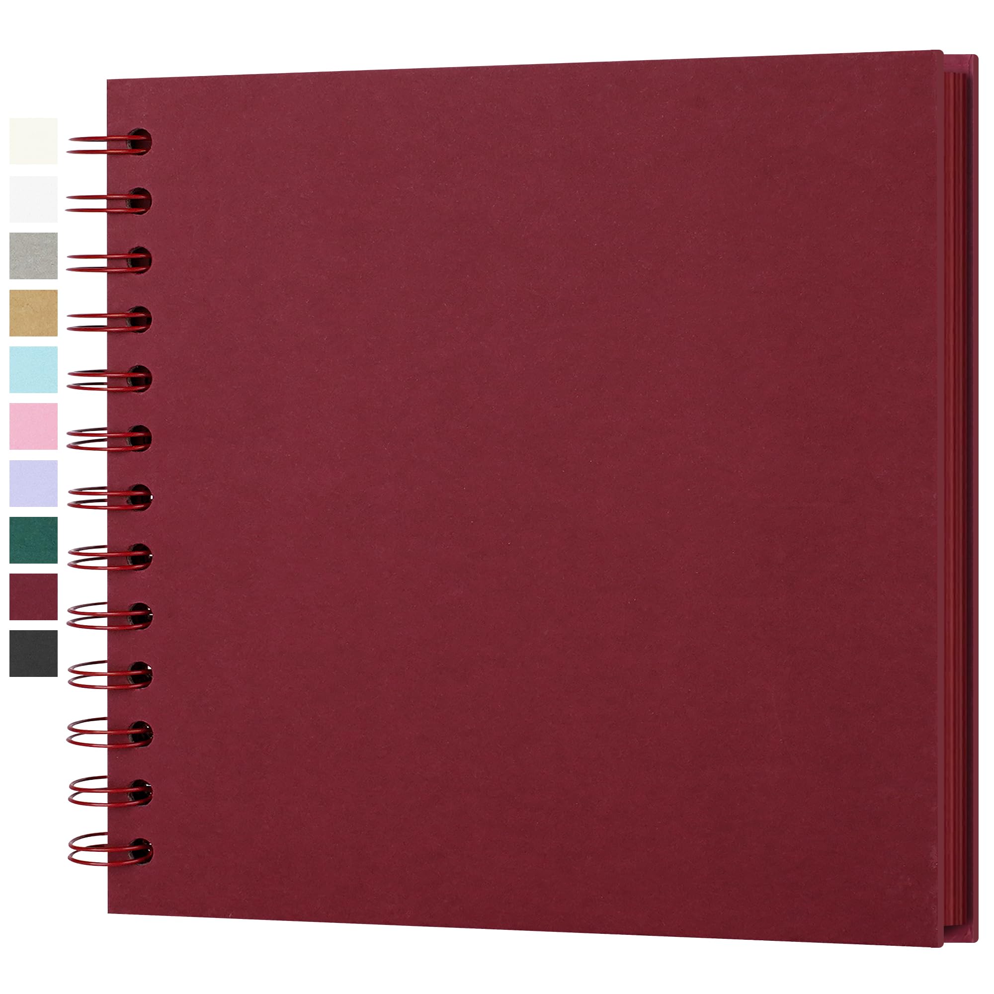 Yopih DIY Scrapbook Album 18x18 cm Hardcover Kraft Paper Scrap Book with 20 Sheets Memory Book for Family and Wedding Photography, Red