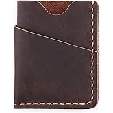 Robrasim Front Pocket Minimalist Slim Wallet, Handmade Genuine Leather Minimalist Credit Card Case Holder for Men & Women - Coffee