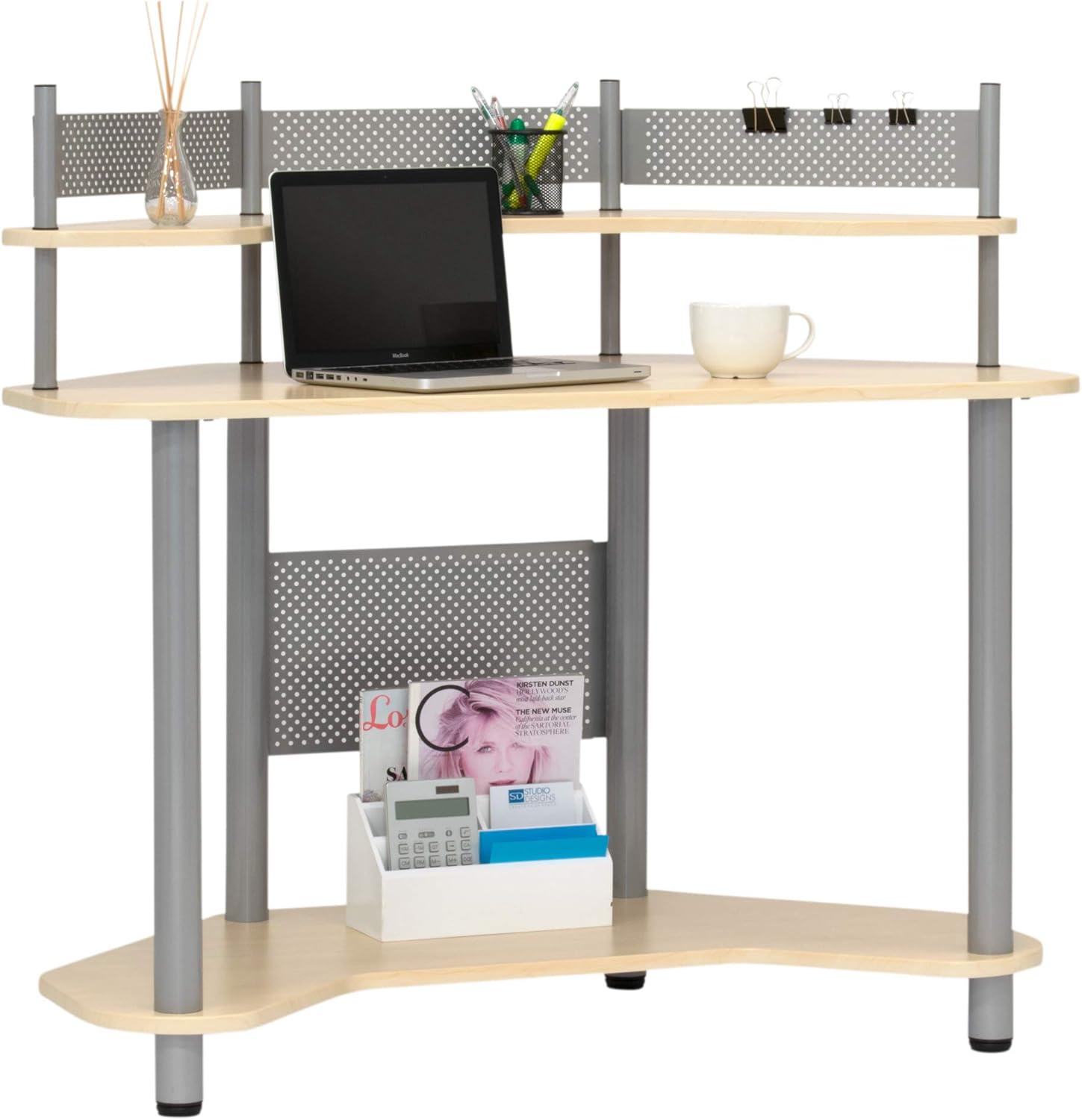 Calico Designs Study Corner Desk, Silver with Maple Amazon.co.uk