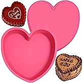 MarStore Heart Shaped Cake Pans 8 Inch – Set of 2 Nonstick Silicone Heart Cake Pan for Baking, Oven & Microwave Safe Molds – Durable, Easy-Clean Matte Surface - Grade Novelty Shaped Cake Pans (Pink)