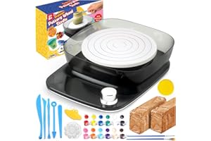 INSNUG Pottery Wheel for Kids Beginners Adults - 6" Variable Speed Pottery Wheel Tool Kit, 0-440 RPM Speed Adjustable with Rechargeable Battery, 1.8 Lb Air Dry Clay, Art Supplies, Crafts for Adult Teenagers