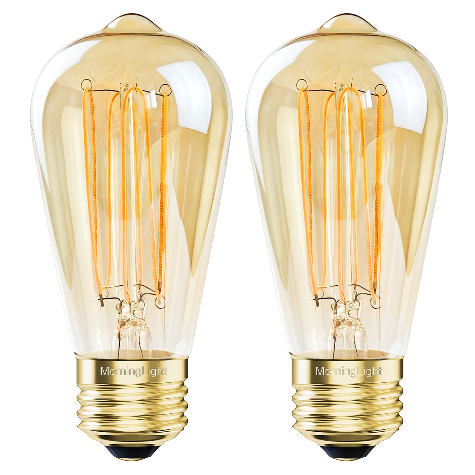 Photo 1 of 2 Pack E26 Vintage LED Edison Bulbs 60W Equivalent, Dimmable Vintage Light Bulbs Amber Warm 2200K, ST58 Antique Decorative 6W LED Bulbs for Farmhouse Pendant, Modern Ceiling Fixtures, 400LM, CRI90+