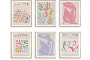 InSimSea Matisse Wall Art Exhibition Poster & Prints, Henri Matisse Posters for Room Aesthetic, Abstract Wall Art for Living Room UNFRAMED, Set of 6 (11x14 in)