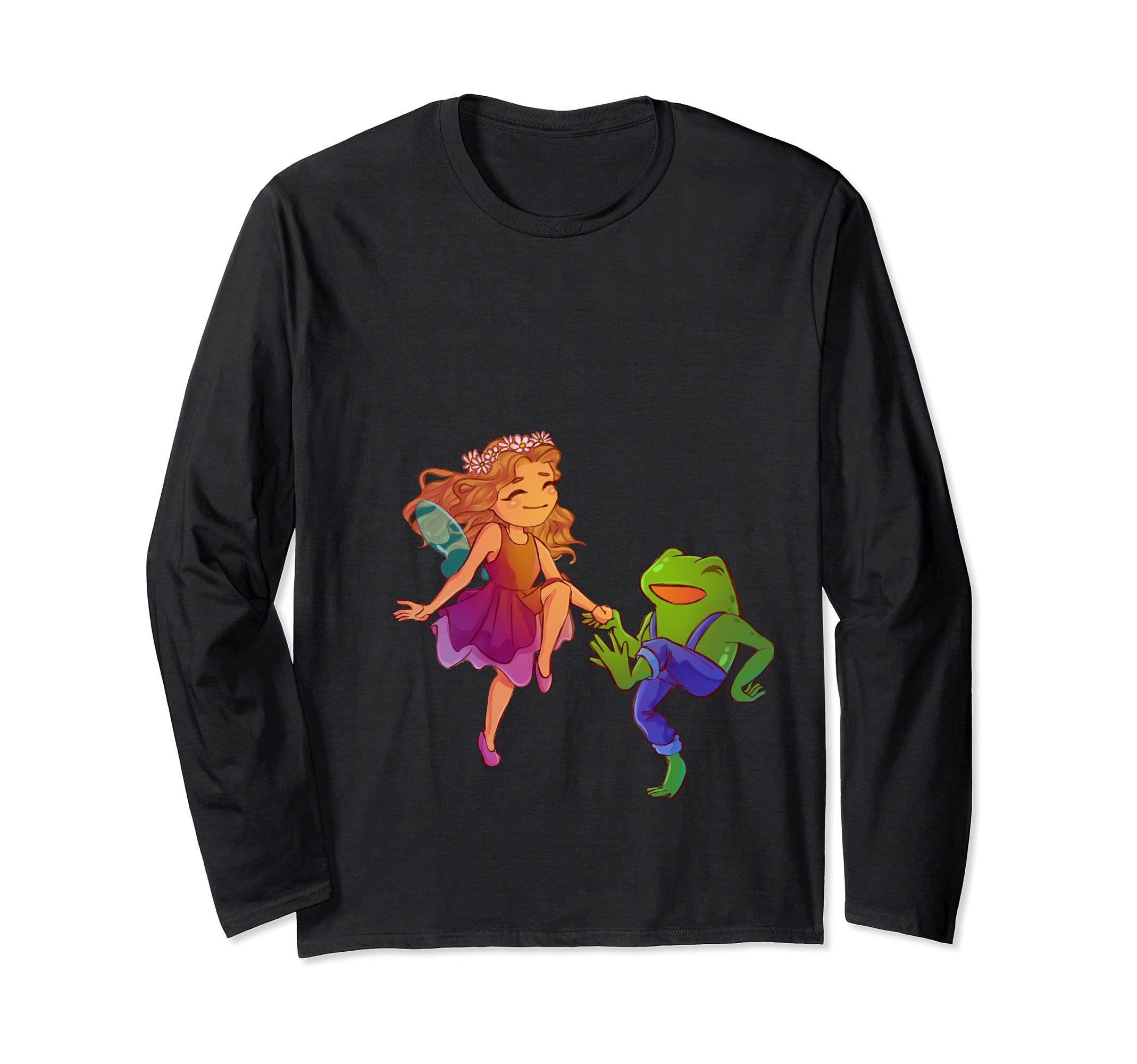 Fairy Dancing with Frog Cottagecore Aesthetic Princess Gift Long Sleeve T-Shirt
