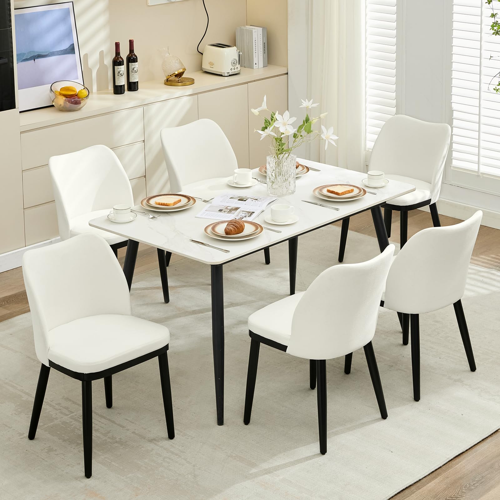 Photo 1 of **ONLY 2!!** GAOMON Dining Chairs Set of 6, Upholstered Fabric Side Chairs with Padded Seat and Wood Legs, Modern Dining Room Chairs for Kitchen, Living Room, Restaurant, or Café
