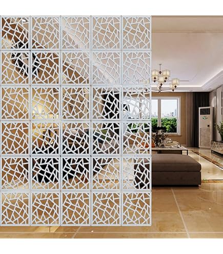 Panneaux De Séparation Creux à Suspendre - Paravent DIY En Plastique - Lot De 12 - Blanc - Décoration Murale Moderne