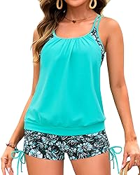 Holipick Women Aqua Green Tankini Swimsuits Two