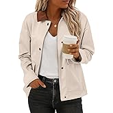 EVALESS Jackets for Women Fall Fashion 2025 Lightweight Coat Button Down Cropped Shackets With Pockets