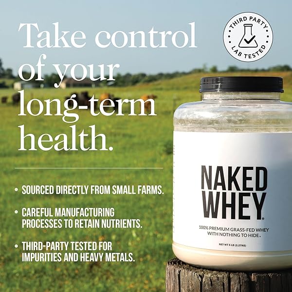 NAKED WHEY 1LB – ONLY 1 INGREDIENT, GRASS FED WHEY PROTEIN POWDER, NSF CERTIFIED, UNDENATURED, NO GMOS, NO SOY, GLUTEN FREE, STIMULATE GROWTH, ENHANCE RECOVERY – 15 SERVINGS