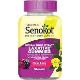 Senokot Dietary Supplement Laxative Gummies, Mixed Berry Flavor, 60 Count | Constipation Relief, Natural Senna Extract, Gentle Overnight Laxatives for Constipation Relief