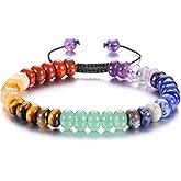 Top Plaza Bead Chakra Bracelet 7 Chakras Healing Crystals Bracelet Yoga Stone Beads Bracelets Meditation Relax Anxiety Bangle for Womens Mens