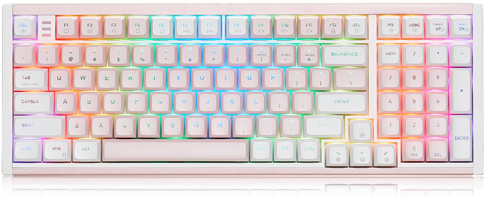 Hexgears I4 Mechanical Keyboard with Number Pad, Aluminum Gaming Keyboard Kailh Tactile Switch, RGB Backlight, PBT Keycaps, Hot Swappable for Windows/Mac OS (Pink-White)
