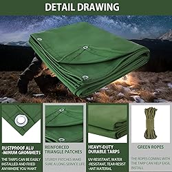 FoundGo Canvas Tarp 8' x 10' Heavy Duty Water
